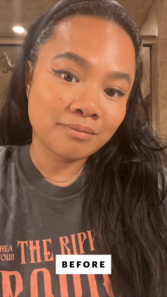 Calaor before applying the Charlotte Tilbury Unreal Lip  Cheek Glow Blush Stick with Hyaluronic Acid