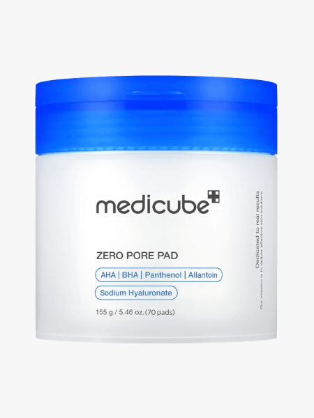 Medicube Zero Pore Pads in branded tub component on a light gray background