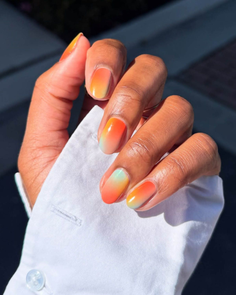 Taylor Swift TLOAS Nails  blue and orange ombre nails