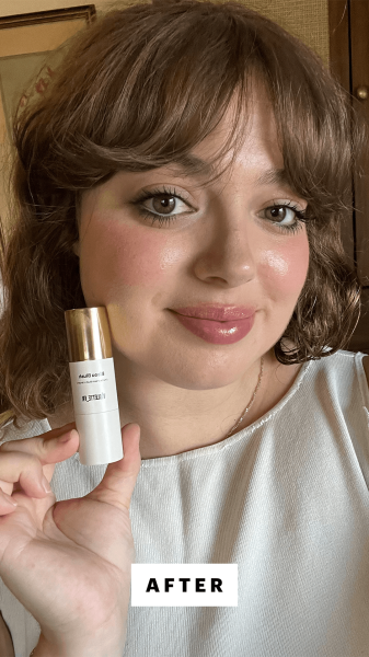 Allure commerce producer Sarah Hoffmann after applying VioletteFR's Bisou Blush